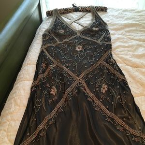 Embroidered and Beaded Evening Gown